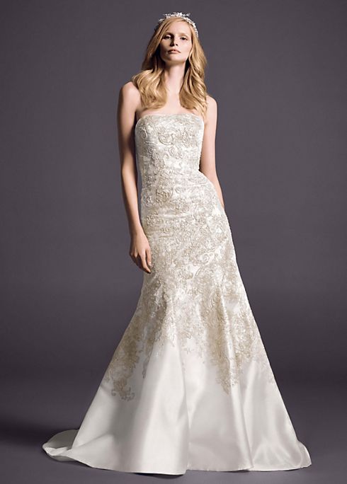 As-Is Mikado Wedding Dress with Beaded Lace  Image