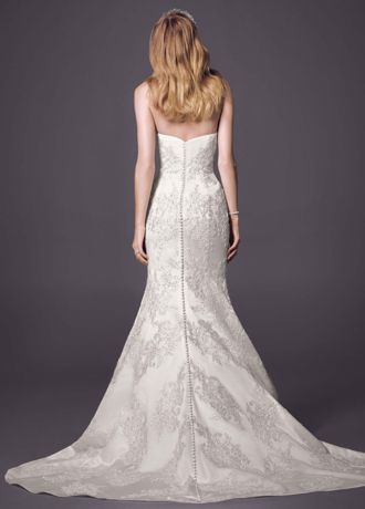 As Is Strapless Satin Trumpet Gown with Lace David s Bridal