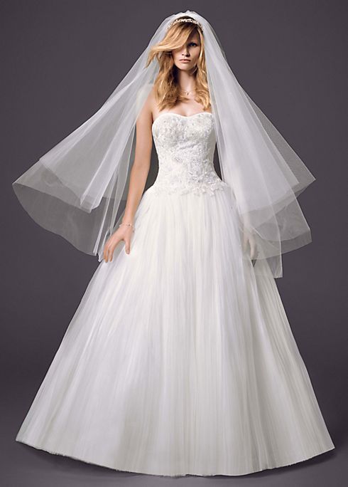 Strapless Pleated Bodice Tulle Ball Gown Image 2