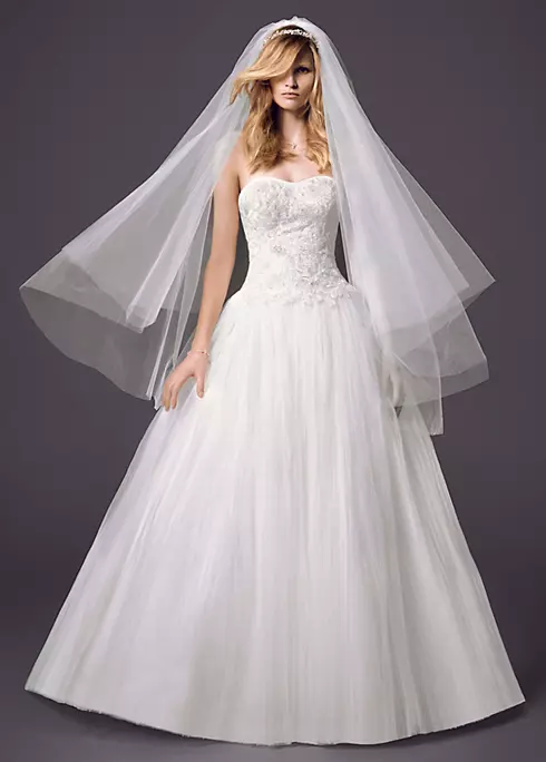 Strapless Pleated Bodice Tulle Ball Gown Image 1