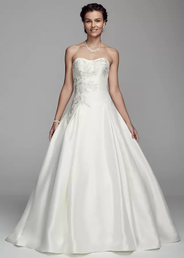 Oleg Cassini Mikado and Lace Wedding Dress Image