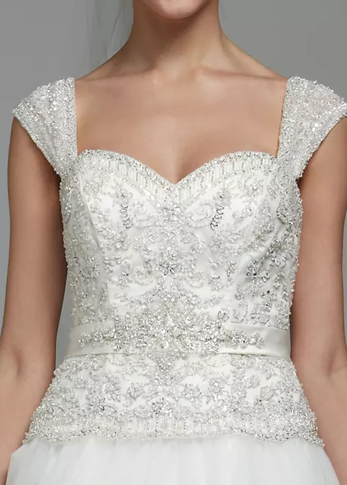 As-Is Cap Sleeve Ball Gown with Beaded Appliques Image 3