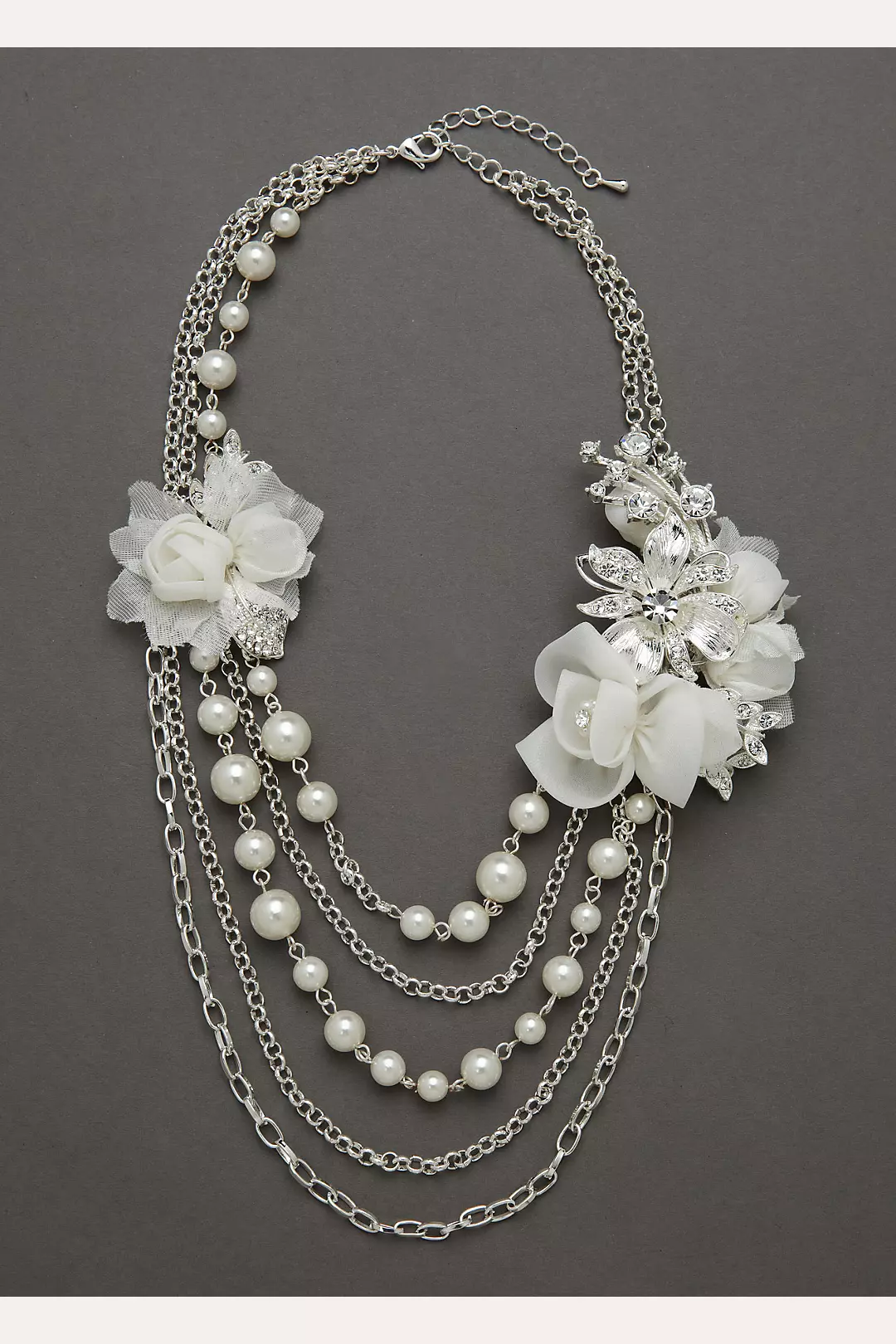 Fabric Flower Pearl Necklace Image