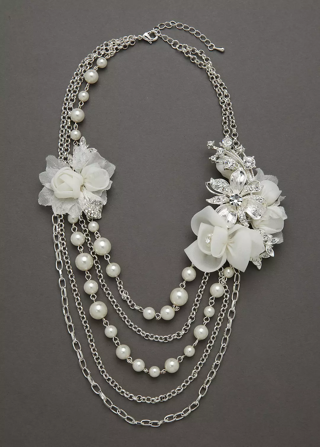 Fabric Flower Pearl Necklace Image