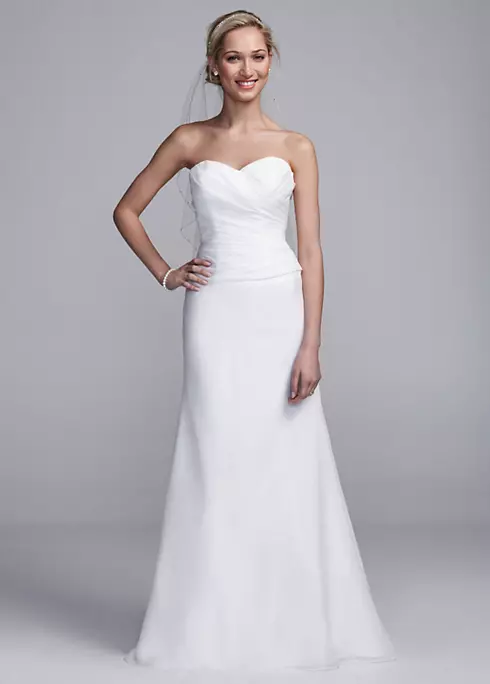 Strapless Satin Sheath Gown with Side Drape Image 1