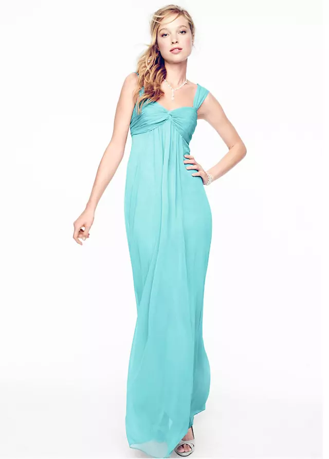 Long Crinkle Chiffon Dress with Twist Front Detail Image 2