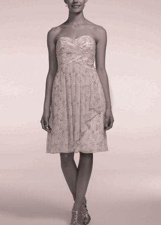 Short Allover Print Crinkle Chiffon Dress - Davids Bridal