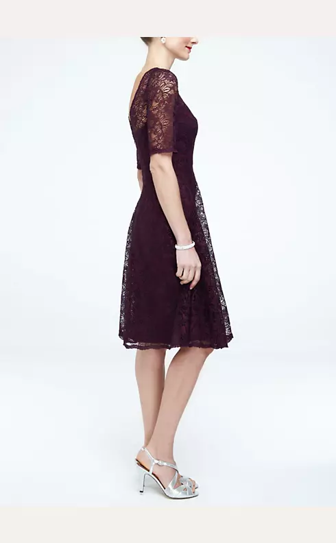Short Lace Dress with Illusion Neck and Sleeves Image 3