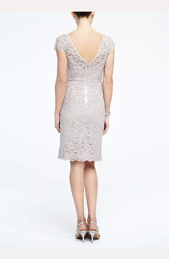 Short Corded Lace Dress with Scalloped Hem Image 2