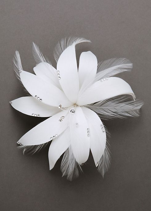 Feather Flower Hairpiece with Crystals Image 3