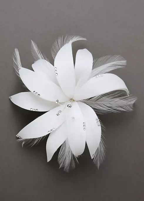 Feather Flower Hairpiece with Crystals Image 1
