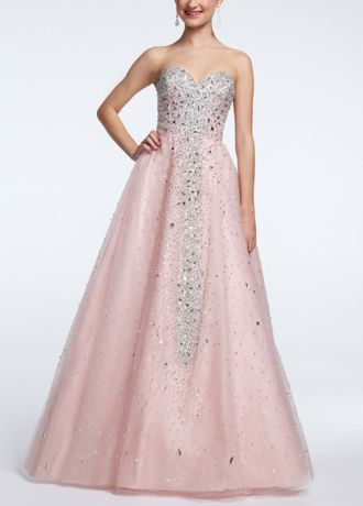 Strapless Tulle Ball Gown with Rhinestone Detail Image