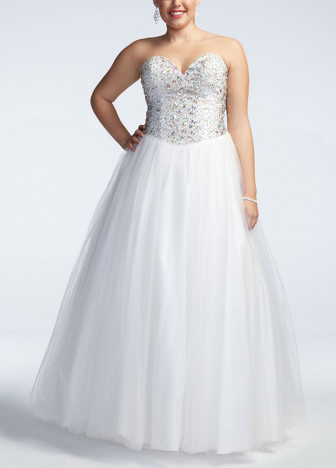 Strapless Beaded Bodice Tulle Ball Gown Image