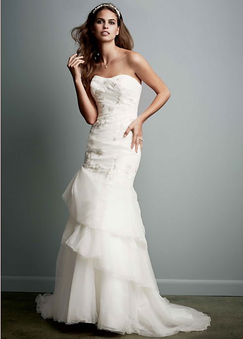 As Is Organza Trumpet Gown with Floral Detail Image