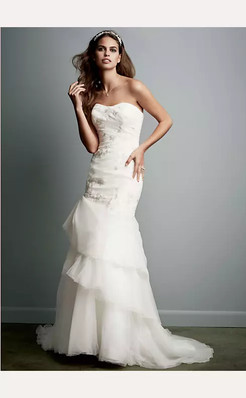Organza Trumpet Gown with Floral Detail Image 1