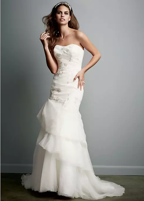 Organza Trumpet Gown with Floral Detail Image 1