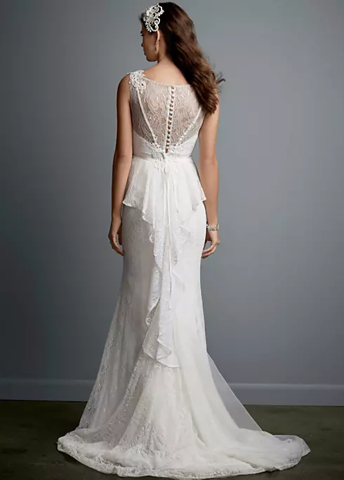 Sheath Lace Gown with V Neck and Illusion Back Image 2
