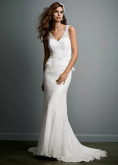 Sheath Lace Gown with V-Neck and Illusion Back Image 1