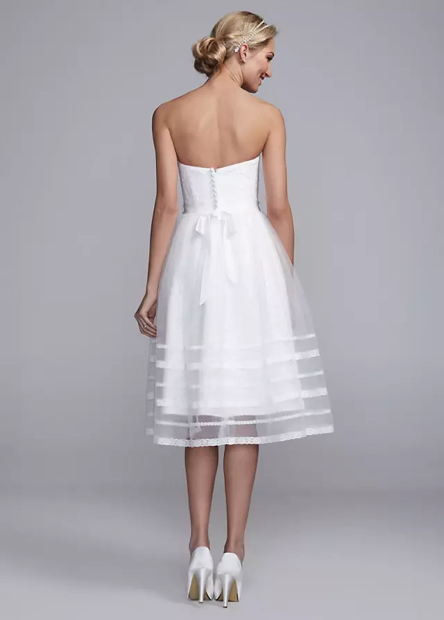 As-Is A-Line Tea Length Tulle and Lace Gown  Image 2