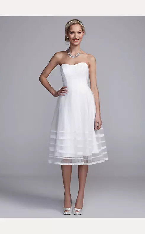 As-Is A-Line Tea Length Tulle and Lace Gown  Image 1