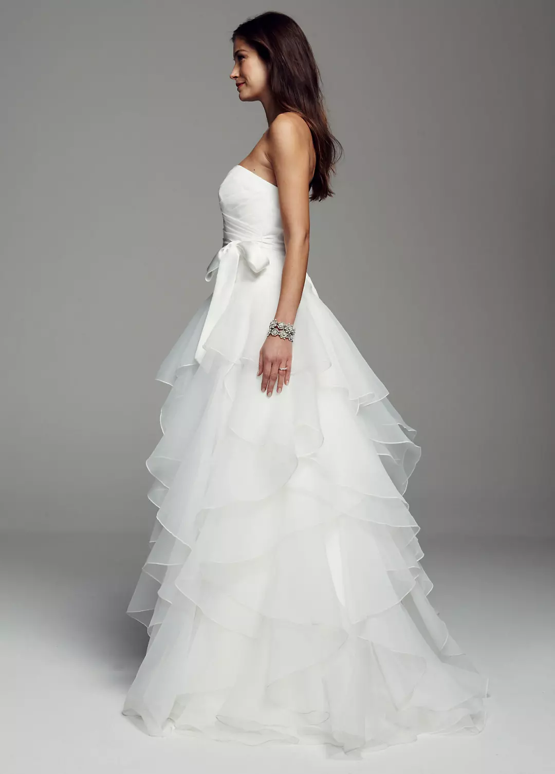 Strapless Organza Wedding Dress with Ruffles Image 3
