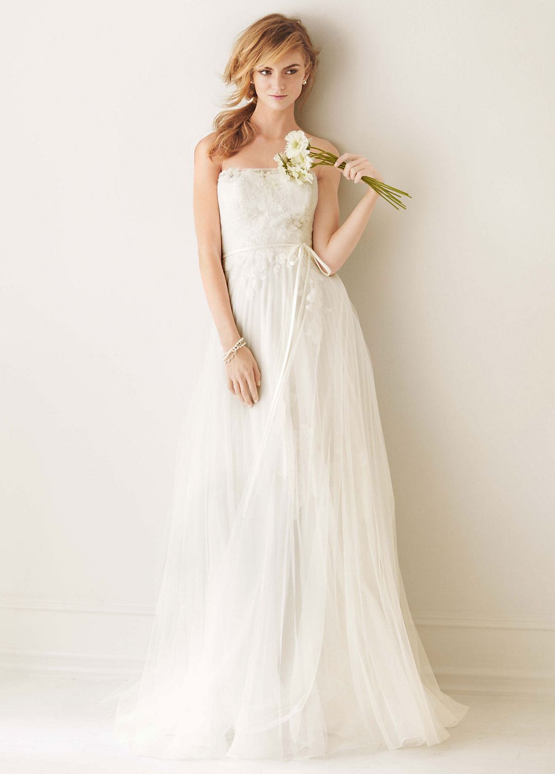 Melissa Sweet Pleated Wedding Dress with Tulle Image 2