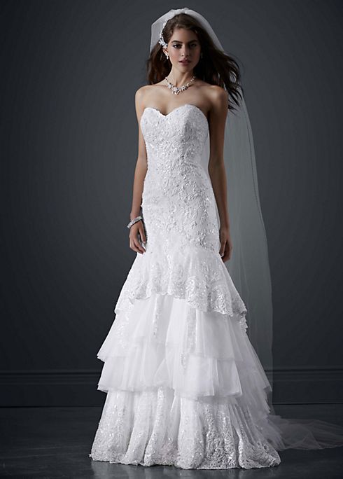 Sweetheart Lace Mermaid Gown with Tiered Skirt Image