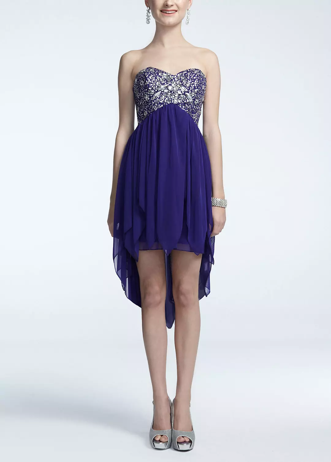 Strapless High Low Dress with Beaded Bust Image