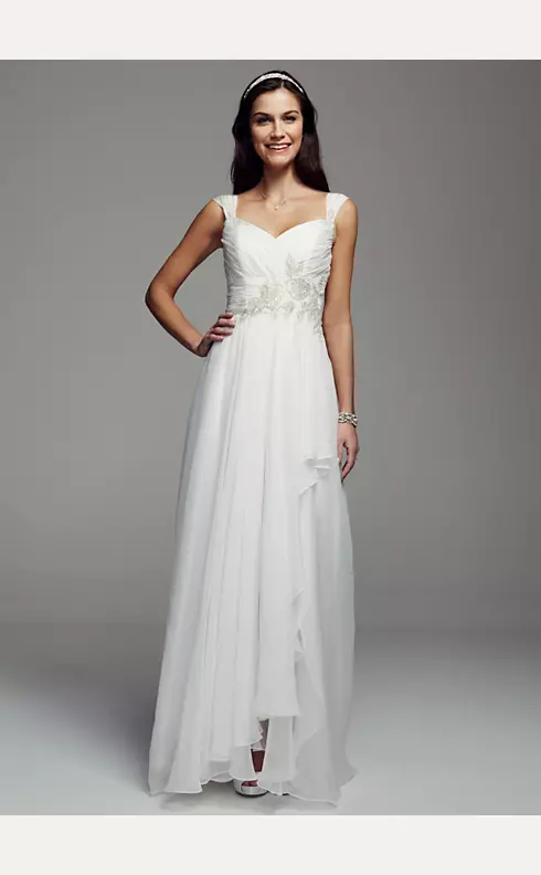 As-Is Cap Sleeve Chiffon A-line Beaded Gown Image 1