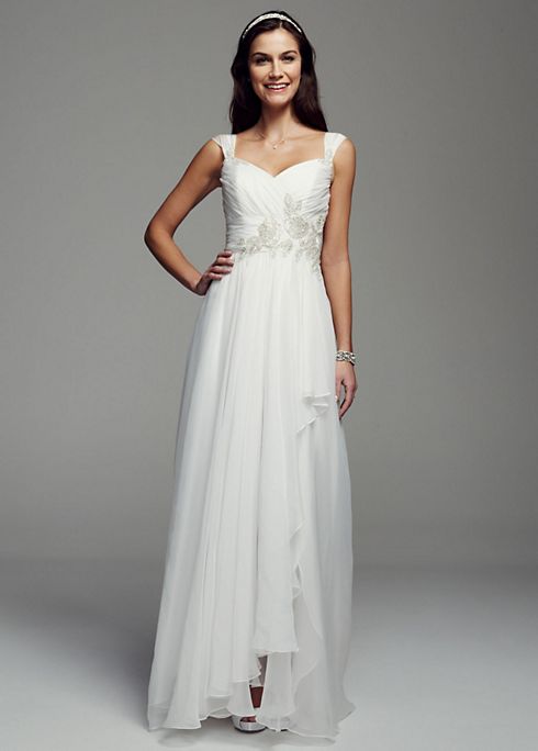 As-Is Cap Sleeve Chiffon A-line Beaded Gown Image