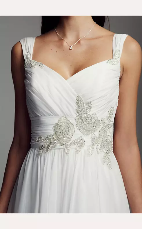 As-Is Cap Sleeve Chiffon A-line Beaded Gown Image 3