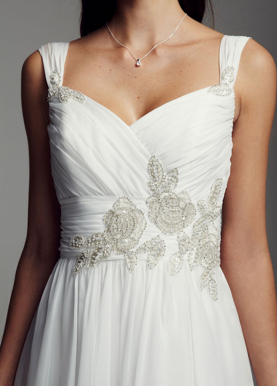 As-Is Cap Sleeve Chiffon A-line Beaded Gown Image 3