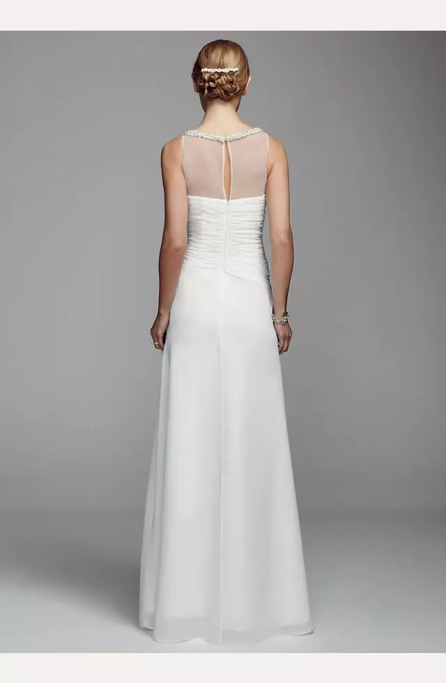 Long Chiffon Tank Gown with Illusion Neckline Image 2