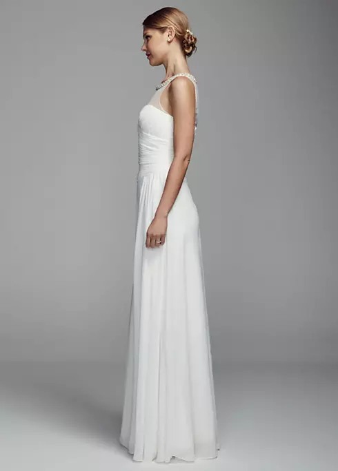 Long Chiffon Tank Gown with Illusion Neckline Image 3