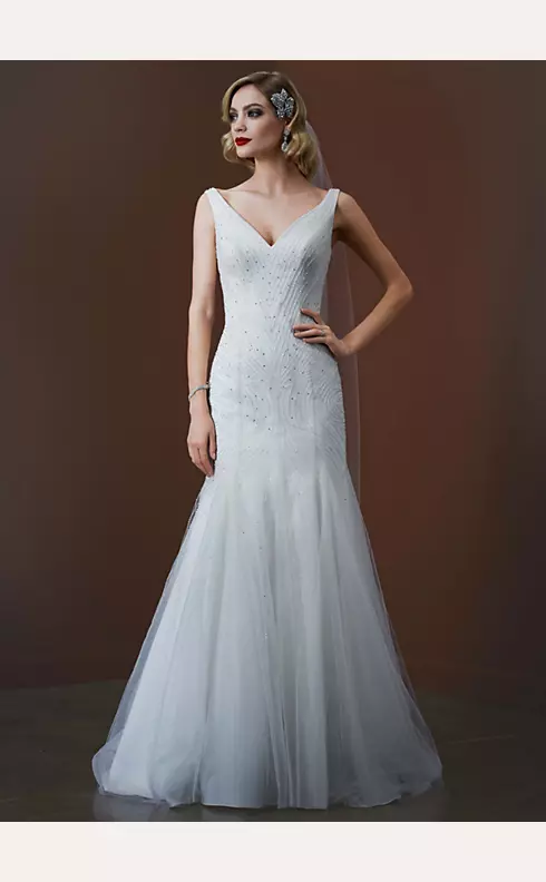 Tulle Tank Gown with Deep V Neckline Image 1