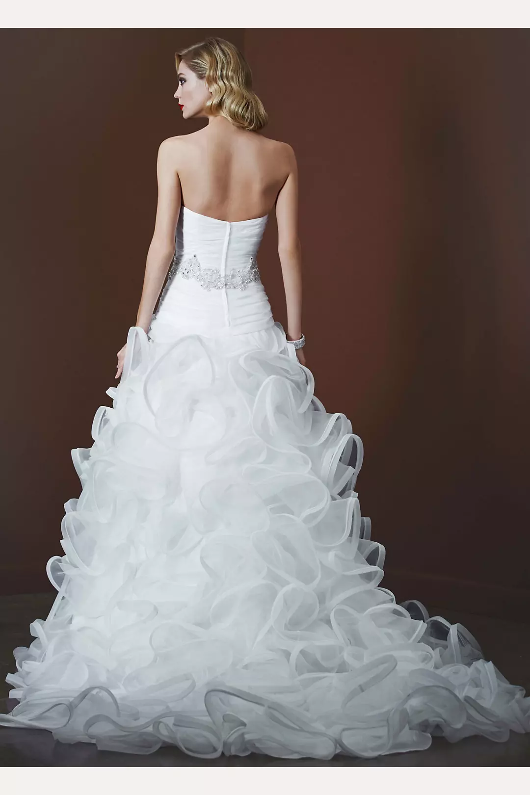 Ball Gown with Embellished Waist and Ruffled Skirt Image 2