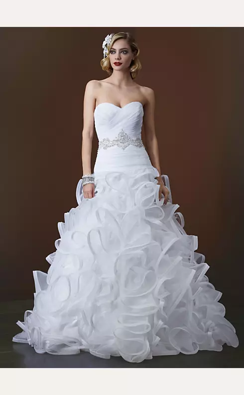 Ball Gown with Embellished Waist and Ruffled Skirt Image 1