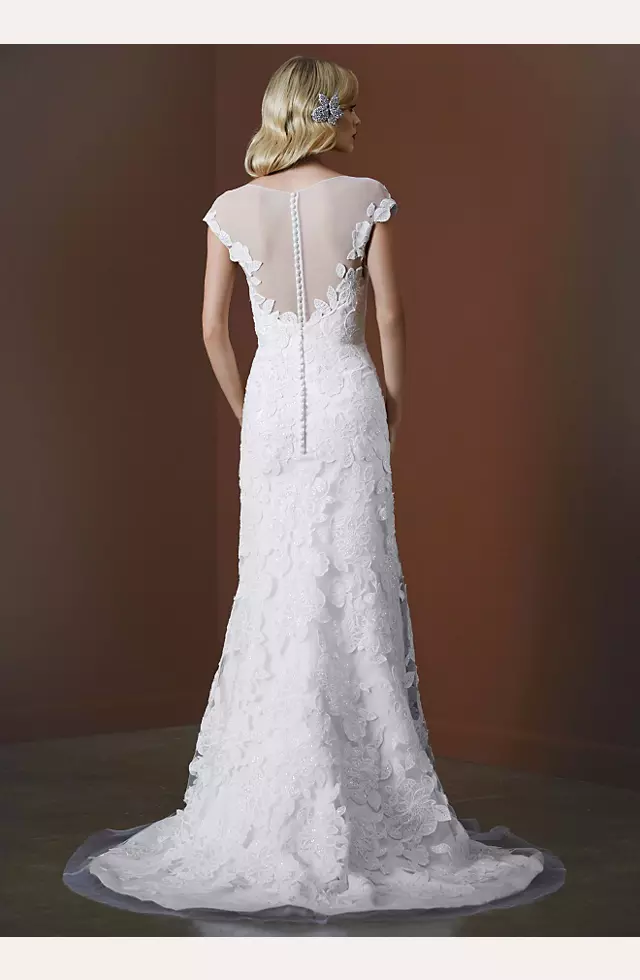 Tulle Trumpet Wedding Gown with Illusion Neckline Image 2