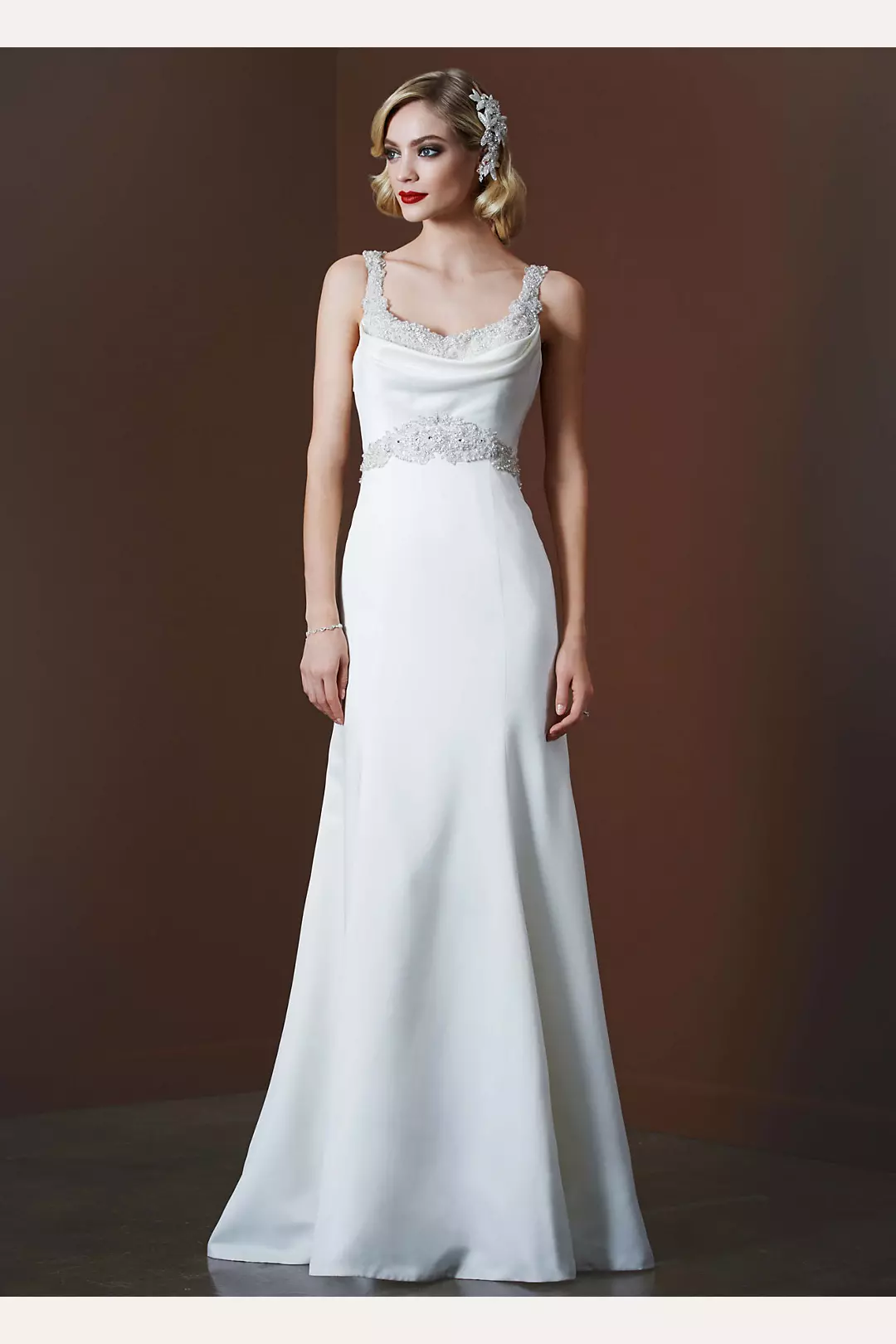 Petite Gown with Beaded Waist and Illusion Back Image
