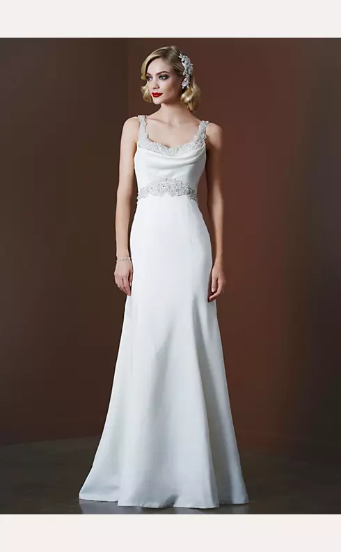 Petite Gown with Beaded Waist and Illusion Back Image 1