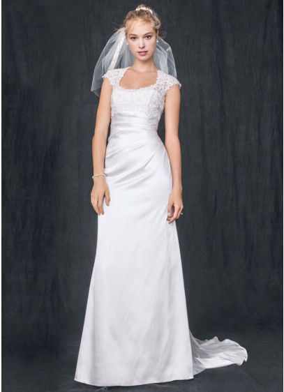 Charmeuse Wedding Dress with Lace Keyhole Back | David's Bridal
