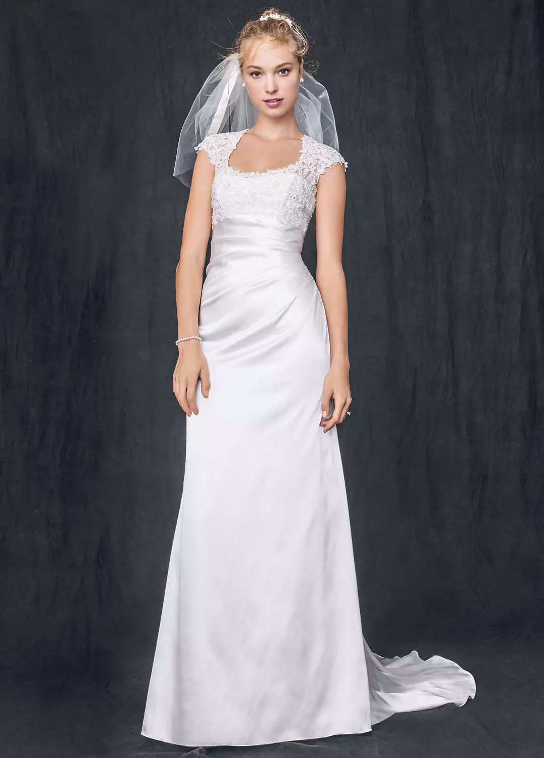 Charmeuse Wedding Dress with Lace Keyhole Back  Image