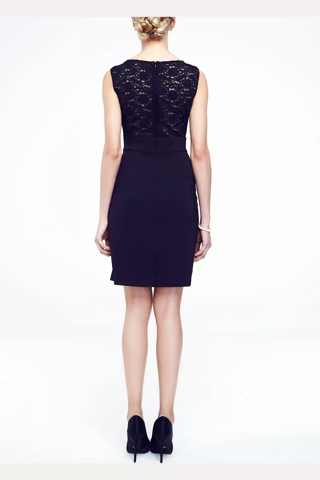 Sleeveless Lace Bodice Dress with Tiered Skirt Image 2