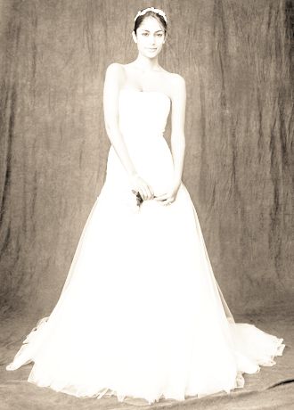 Strapless a line beaded lace tulle gown sales