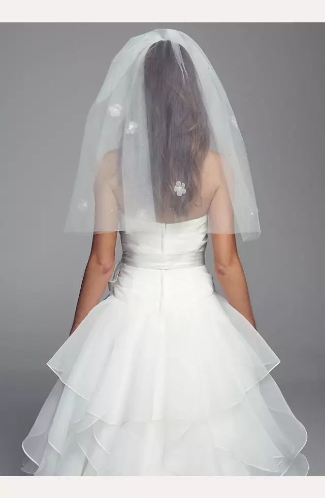 Mid Length Double Layer Veil with Bubble Hem Image 2