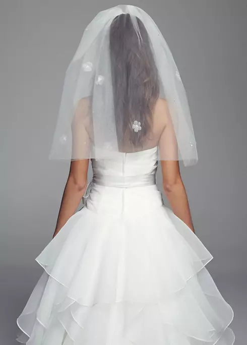 Mid Length Double Layer Veil with Bubble Hem Image 2