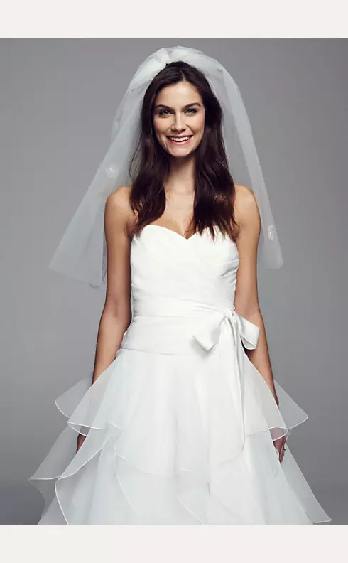 Mid Length Double Layer Veil with Bubble Hem Image 1