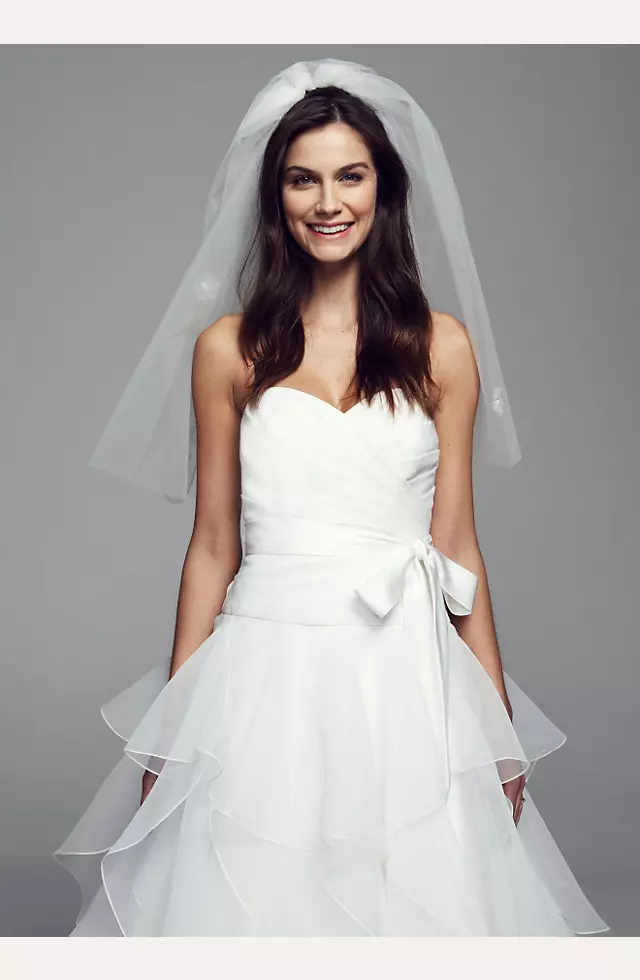Mid Length Double Layer Veil with Bubble Hem Image