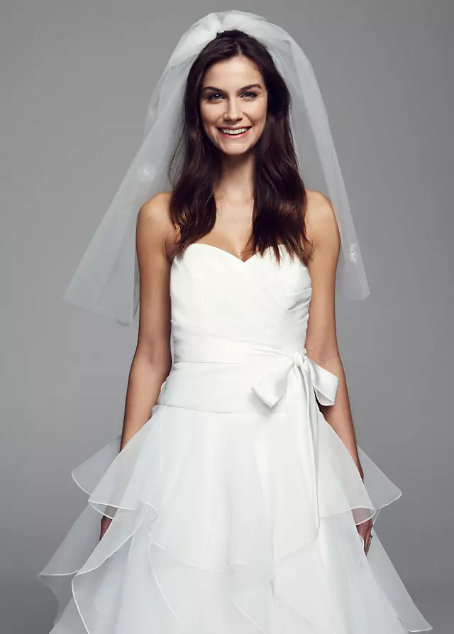 Mid Length Double Layer Veil with Bubble Hem Image