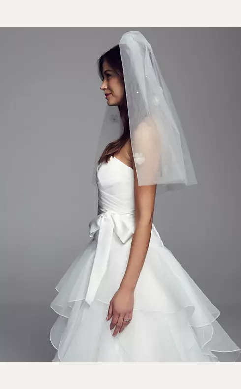 Mid Length Double Layer Veil with Bubble Hem Image 3
